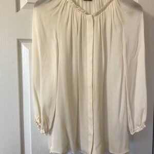 Cream Mulberry Silk Button Down Blouse